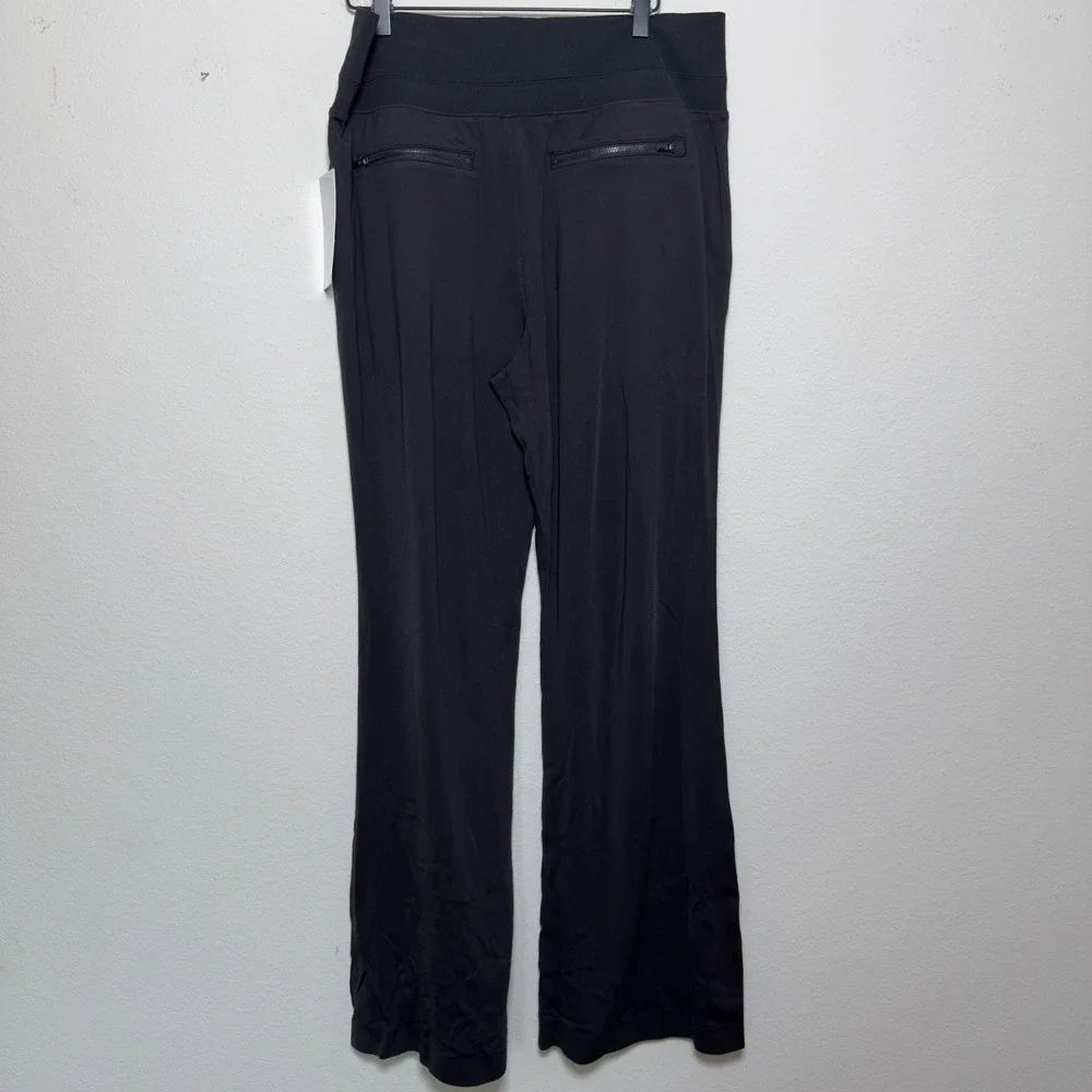 NEW Athleta Women Venice Pant Large Black Wide Leg Split Hem Mid Rise Casual